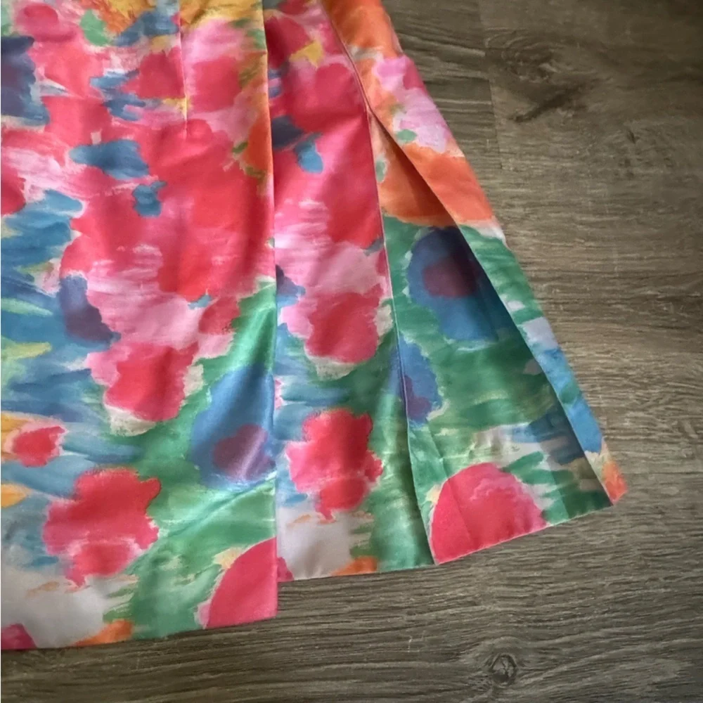 Vintage Cycle Boston Colorful Floral Print Pleated Mini Skirt